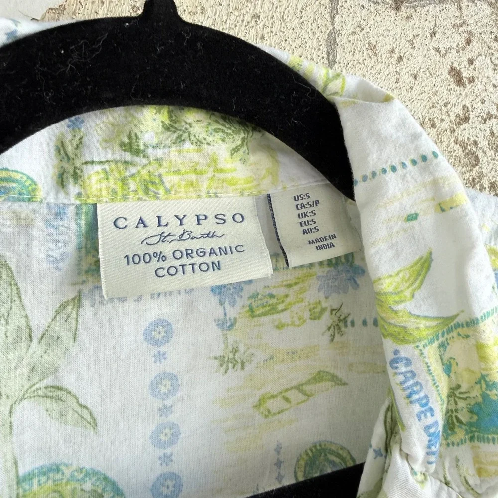 Calypso St Barth Pajama Set Organic Cotton Tropical Print Sleepwear Shorts Small - Picture 6 of 12
